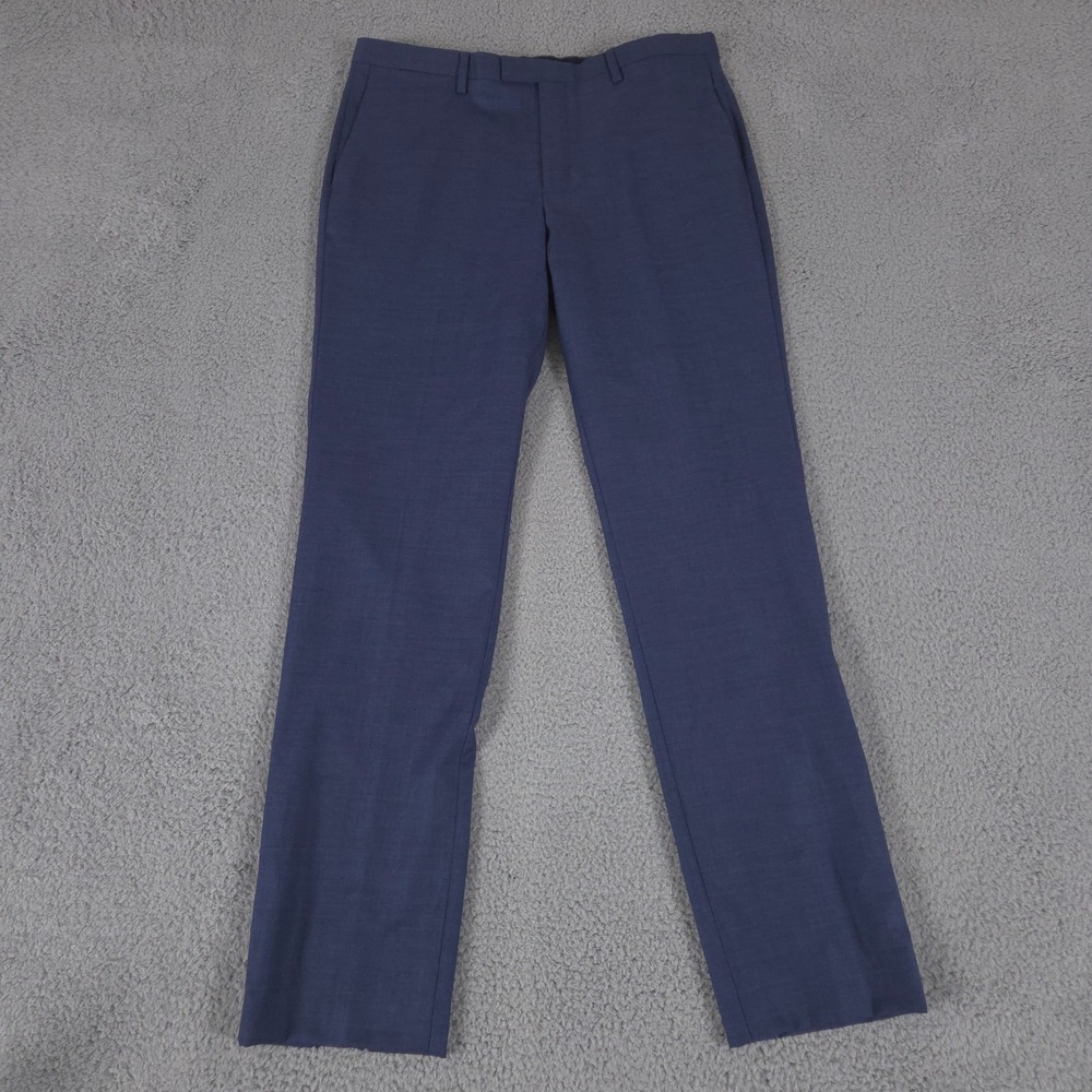 Banana Republic Pants Mens 35x36 Blue Slim Fit Marzotto Wool Trousers Slacks